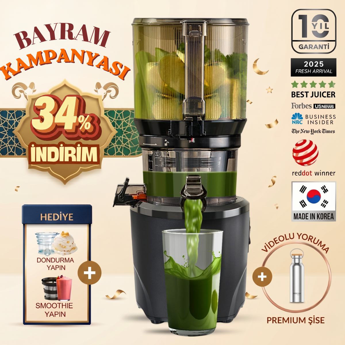 YENİ] AUTO10S Hands-Free Slow Juicer - Kuvings Katı Meyve Sıkacağı