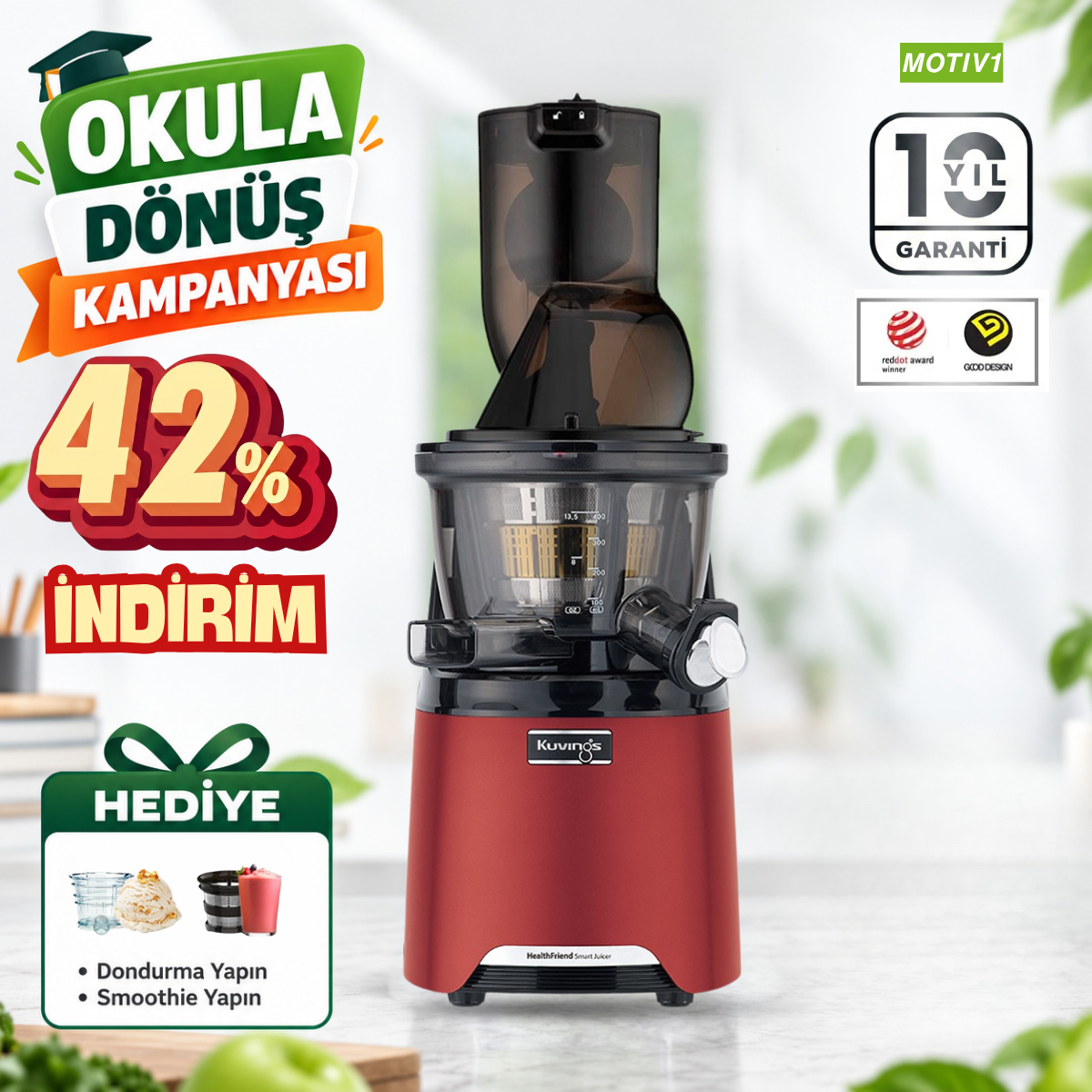 motiv1red MOTIV1 Smart Juicer - Görsel 1